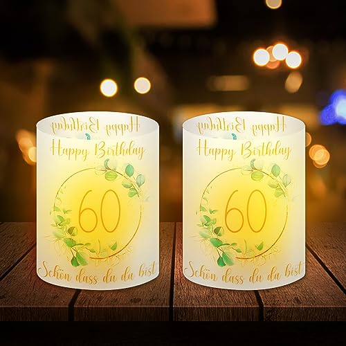 Windlicht Tischdeko 60 Geburtstag Deko Frau Mann Happy Birthday Tischdeko Geburtstag für Teelichter oder Kerzen (10 Stück) von GMMG