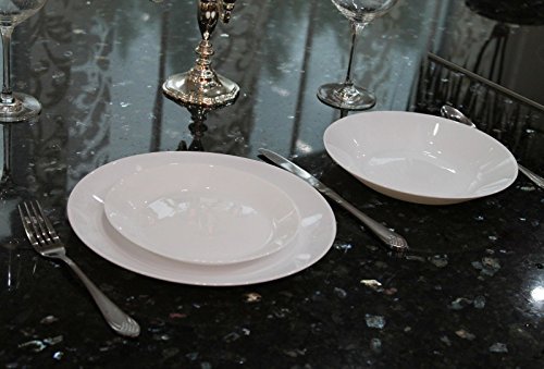 18-teiliges Teller Set, Essteller Speiseteller Tafelgeschirr Tafelservice Geschirr Service Tellerset aus Milchglas, Opalglas, Weiß (LN11-3) von GMMH