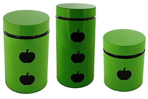 3 er Vorratsdosenset Apfel groß Vorratsdose Vorratsbehälter Frischhaltedose Aufbewahrung Kaffeedose Glas (grün) von GMMH