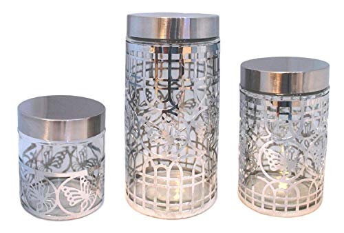3 er Vorratsdosenset Vorratsdose Vorratsbehälter Frischhaltedose Aufbewahrung Kaffeedose Glas (Silber) von GMMH