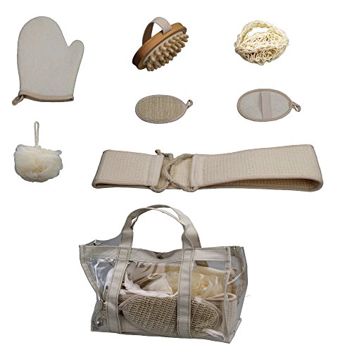 GMMH Badeset 7 teilig in Tasche 23 x 32cm Wellness Entspannung Set Badeset aus Naturmaterialien von GMMH