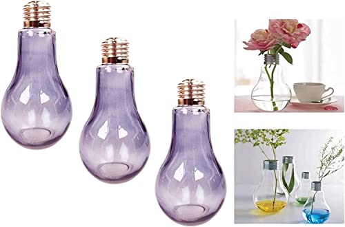 Dekoflasche Glasflasche 3 Stück 14,5 cm Hoch lila Glühbirne Tischvase Glass Vase Flasche Pflanzen Terrarium Glühlampe Vintage Glas von GMMH