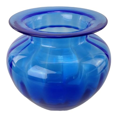 Dekovase Glasvase Vintage Vase Glas Retro Tischvasche (15 cm, dunkel blau) von GMMH