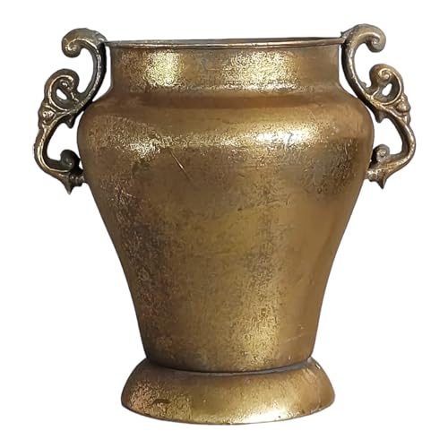 Dekovase Vase Blumenvase Antik Metall Vintage Deko Retro Design (LN18-8 21 cm Hoch Gold) von GMMH