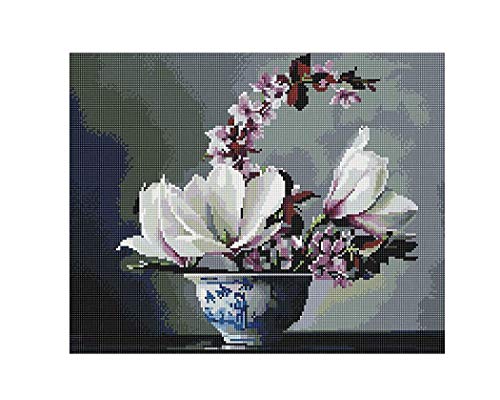 Diamond Vollbedeckung mit Holzrahmen Painting Set Bild 40 x 50 Diamant Malerei Stickerei Handarbeit Basteln Mosaik Steine Blumen Korb Haus am Bach (GF1409) von GMMH