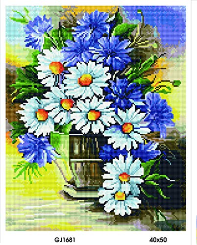 Diamond Vollbedeckung mit Holzrahmen Painting Set Bild 40 x 50 Diamant Malerei Stickerei Handarbeit Basteln Mosaik Steine Blumen Korb Haus am Bach (GJ1681) von GMMH