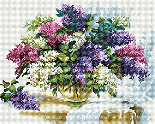 Diamond Vollbedeckung mit Holzrahmen Painting Set Bild 40 x 50 Diamant Malerei Stickerei Handarbeit Basteln Mosaik Steine Blumen Korb Haus am Bach (GZ813) von GMMH