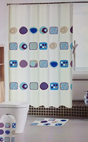 GMMH Duschvorhang Anti Schimmel Effekt Badewannenvorhang Wasserdicht inkl.12 Ringe (Blaue Muster) von GMMH