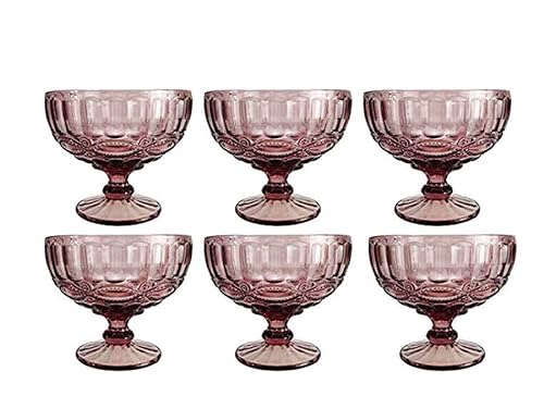 Eisbechers Vintage 6 Teile Set Schleife König Champagne Glas Gläser Weingläser Wasserglas Longdrinkglas (6 Stück Eisbecher lila) von GMMH