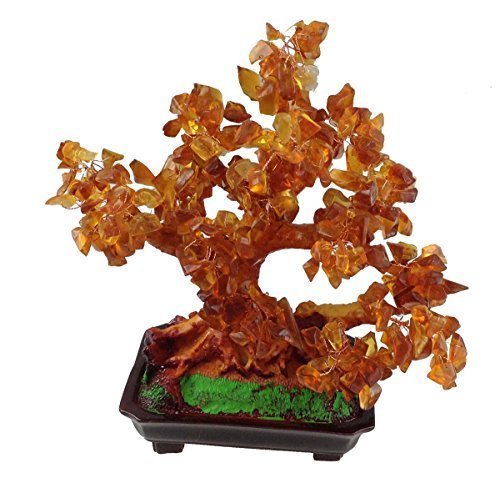 GMMH Feng Shui Glücksbaum 25 cm Geldbaum Bonsai Pfennigbaum Handarbeit Stein braun von GMMH