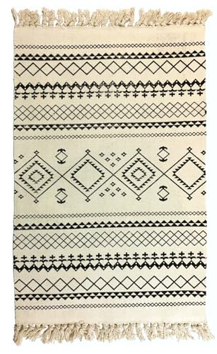 GMMH Baumwollteppich, Waschbar, Boho Teppich, 60 x 90 cm, Flickenteppich Azteken Mexiko Teppich (Design 7) von GMMH