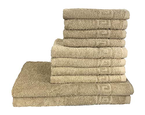 GMMH 10 TLG Set Handtücher Handtuch Set Duschtucher 100% Baumwolle 500g/m2 (Beige) von GMMH