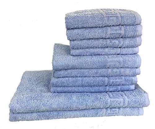 GMMH 10 TLG Set Handtücher Handtuch Set Duschtucher 100% Baumwolle 500g/m2 (Hellblau) von GMMH