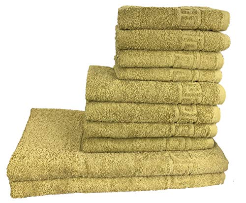 GMMH 10 TLG Set Handtücher Handtuch Set Duschtucher 100% Baumwolle 500g/m2 (Khaki) von GMMH