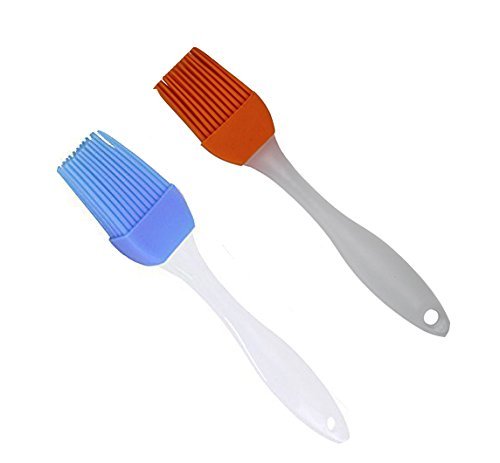 2 er Set Backpinsel Bratenpinsel Silikonpinsel Pinsel Küchenpinsel Silikon (blau und orange) von GMMH