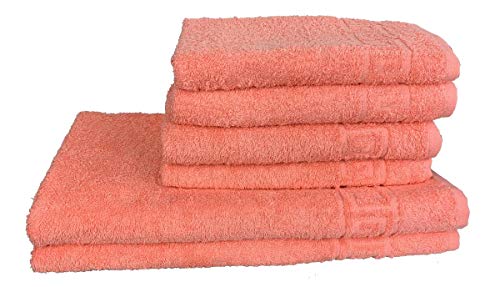 GMMH 6 TLG Set Handtücher Handtuch Set Duschtucher 100% Baumwolle mehr als 20 Farben 500g/m2 (rosa) von GMMH