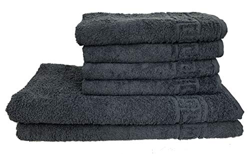 GMMH 6 TLG Set Handtücher Handtuch Set Duschtucher 100% Baumwolle mehr als 20 Farben 500g/m2 (schwarz) von GMMH