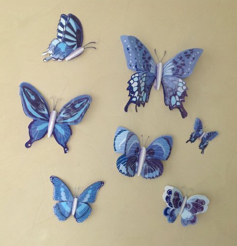 GMMH 7 Set 3D Schmetterlinge blau Wandtattoo Wanddeko Wandtatoo Wandaufkleber von GMMH