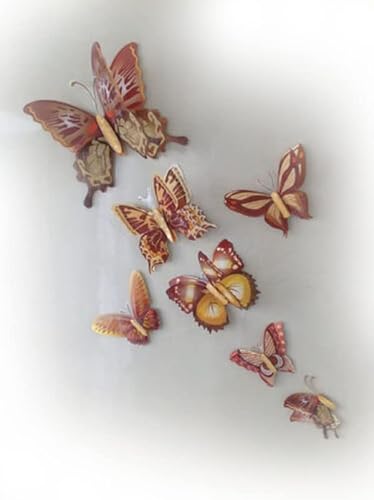 7 Set 3D Schmetterlinge Wandtattoo Wanddeko Wandtatoo Wandaufkleber (Braun) von GMMH