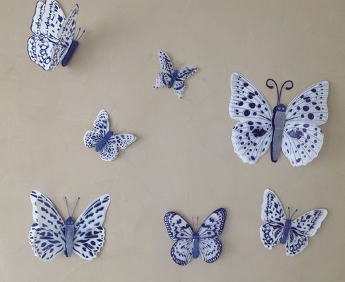 GMMH 7 Set 3D Schmetterlinge weiß blau Wandtattoo Wanddeko Wandtatoo Wandaufkleber von GMMH