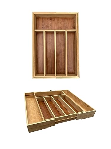 GMMH Besteckkasten Besteckeinsatz Küchenorganizer Schubladeneinsatz Holz Natur (45 x 43 x 5 cm) von GMMH