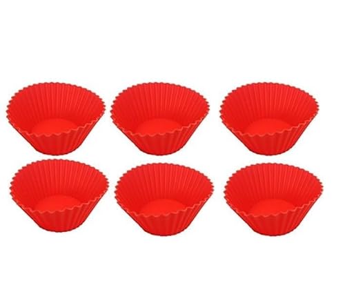 GMMH Cupcake Muffin Silikon Backform 6 Stück XXL (Rot) 14 cm Durchmesser oben, Silikonbackform Muffins und Minikuchen, Muffin Kuchen Muffinform Kuchenform von GMMH