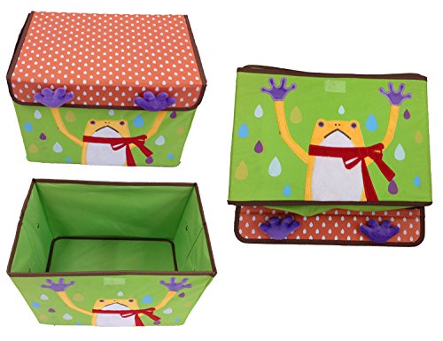 GMMH Design Spielzeugbox 38 cm x 26 cm x 27 cm Aufbewahrungsbox Spielzeugkiste Aufbewahrungstonne Kindermöbel (Frosch) von GMMH