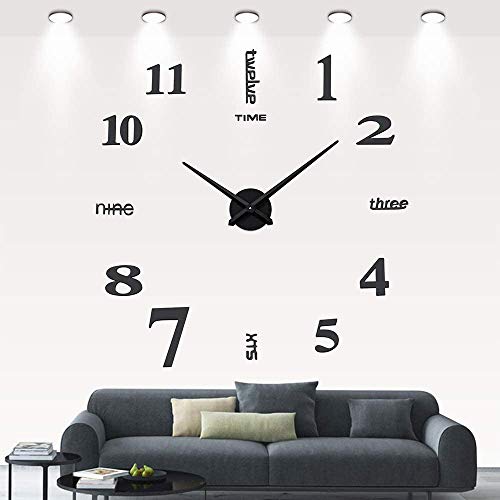 GMMH Design Wanduhr 100-130 cm 3 D XXL Uhr Moderne Selbst gestaltbare Do-it-Yourself Wanduhr (Schwarz) von GMMH