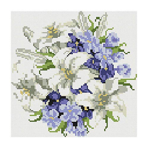 GMMH Diamond DJ032 Vollbedeckung mit Holzrahmen Painting Set Bild 30 x 30 Diamant Malerei Stickerei Handarbeit Basteln Mosaik Steine Blumen Korb Haus am Bach von GMMH