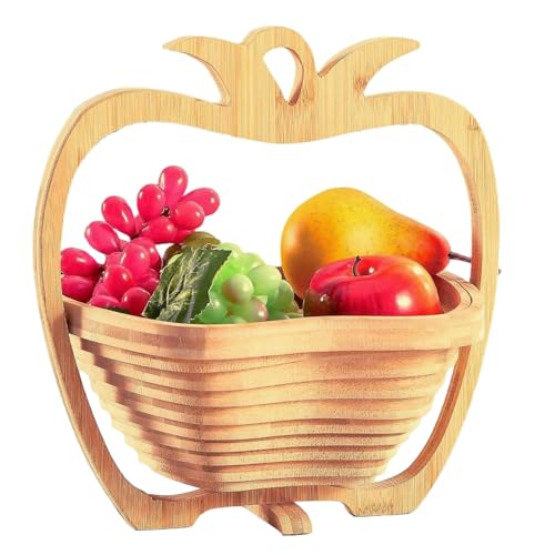 GMMH Obstkorb und Topfuntersetzer aus Bambus (Ananas) Faltbare Obstschale, Korb Schale Klappkorb Faltkorb Dekoschale aus Holz, Faltbar und Schwenkbar von GMMH