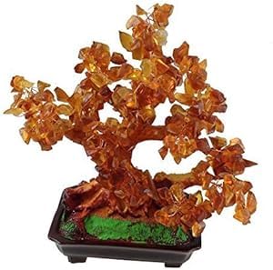 Feng Shui Glücksbaum 25 cm Geldbaum Bonsai Pfennigbaum Handarbeit Stein braun von GMMH