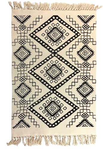 GMMH Baumwollteppich, Waschbar, Boho Teppich, 60 x 90 cm, Flickenteppich Azteken Mexiko Teppich (Design 10) von GMMH