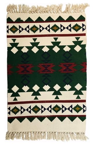 GMMH Baumwollteppich, Waschbar, Boho Teppich, 60 x 90 cm, Flickenteppich Azteken Mexiko Teppich (Design 12) von GMMH