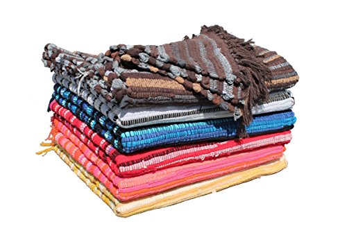 GMMH Fleckerlteppich Baumwolle Streifen Handweb Teppich Flickenteppich Fleckerl Handwebteppich (48 x 95 cm, rot) von GMMH