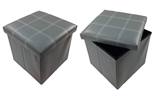 GMMH Hocker Sitzhocker Original 38 x 38 x 38 cm Box Aufbewahrungsbox Sitzwürfel Truhe Fußbank Sitzbank Faltbar (grau) von GMMH