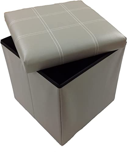 GMMH Hocker Sitzhocker Original 38 x 38 x 38 cm Box Aufbewahrungsbox Sitzwürfel Truhe Fußbank Sitzbank Faltbar (grau) von GMMH