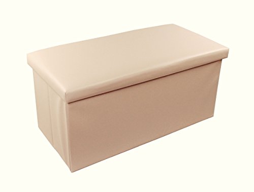 GMMH Hocker Sitzhocker Original 76 x 38 x 38 cm Box Aufbewahrungsbox Sitzwürfel Truhe Fußbank Sitzbank Faltbar Belastbar bis 300 kg (Creme) von GMMH