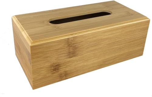 GMMH Kosmetiktuchbox aus Bambus, Tuchspender für Taschentücher oder Kosmetiktücher fürs Bad, Tücherbox für Nachttisch oder Küche, Holz Natur von GMMH