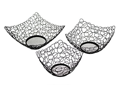 GMMH Obstkorb Brotkorb Metallkorb, Dekoschale 3er Set Geschenkkorb Drahtkorb Eisenkorb Dekokorb (Schwarz) von GMMH