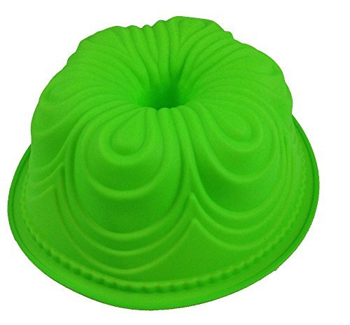 GMMH Original Silikonbackform Blume Design 3 Kugelhupf Backform Kuchenform Brotbackform Obstbodenform (grün) von GMMH