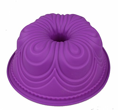 GMMH Original Silikonbackform Blume Design 3 Kugelhupf Backform Kuchenform Brotbackform Obstbodenform (lila) von GMMH