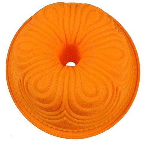 GMMH Original Silikonbackform Blume Design 3 Kugelhupf Backform Kuchenform Brotbackform Obstbodenform (orange) von GMMH
