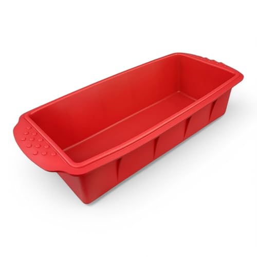GMMH Silikon Brotbackform, Kastenform Antihaft Backform Kuchenform für Kuchen und Brot, Bananenbrot, Brotform 23x10x6 cm (Rot) von GMMH