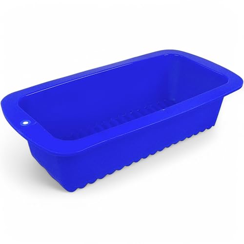 GMMH Silikon Brotbackform, Kastenform mit verzierenden Streifen, Antihaft Backform Kuchenform für Kuchen und Brot, 23x10x6 cm (Blau) von GMMH