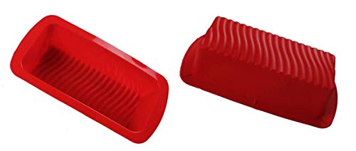 GMMH Original Silikonbackform Kastenform Backform Kuchenform Brotbackform Königskuchenform (Streifen rot) von GMMH