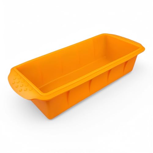 GMMH Silikon Brotbackform, Kastenform Antihaft Backform Kuchenform für Kuchen und Brot, Bananenbrot, Brotform 23x10x6 cm (Orange) von GMMH