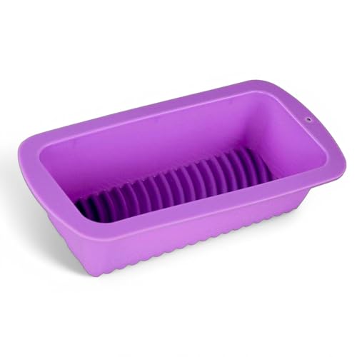 GMMH Silikon Brotbackform, Kastenform mit verzierenden Streifen, Antihaft Backform Kuchenform für Kuchen und Brot, 23x10x6 cm (Lila) von GMMH