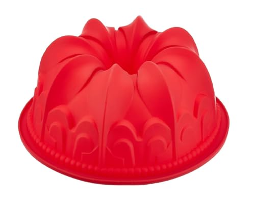 GMMH Gugelhupf Backform aus Silikon (D1, Rot) Silikonbackform Blume Backform, Gugelhupfform, Kuchenform aus Silikon, Form, Silikonform, Brotbackform Obstbodenform Marmorkuchen Rührkuchen von GMMH