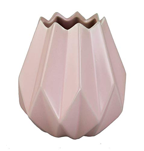 GMMH Pastel Tischvase Vase Blumentopf Origami Design Keramik (rosa 14 cm Hoch) von GMMH