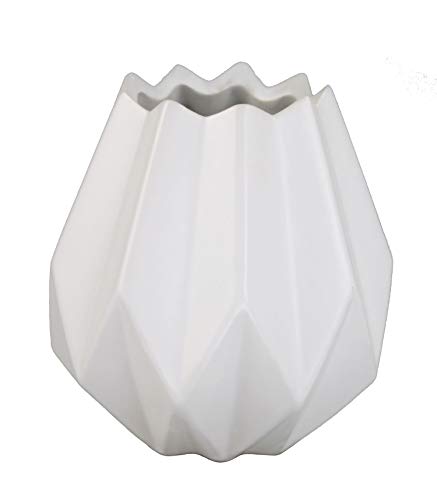 GMMH Pastel Tischvase Vase Blumentopf Origami Design Keramik (weiß 14 cm Hoch) von GMMH
